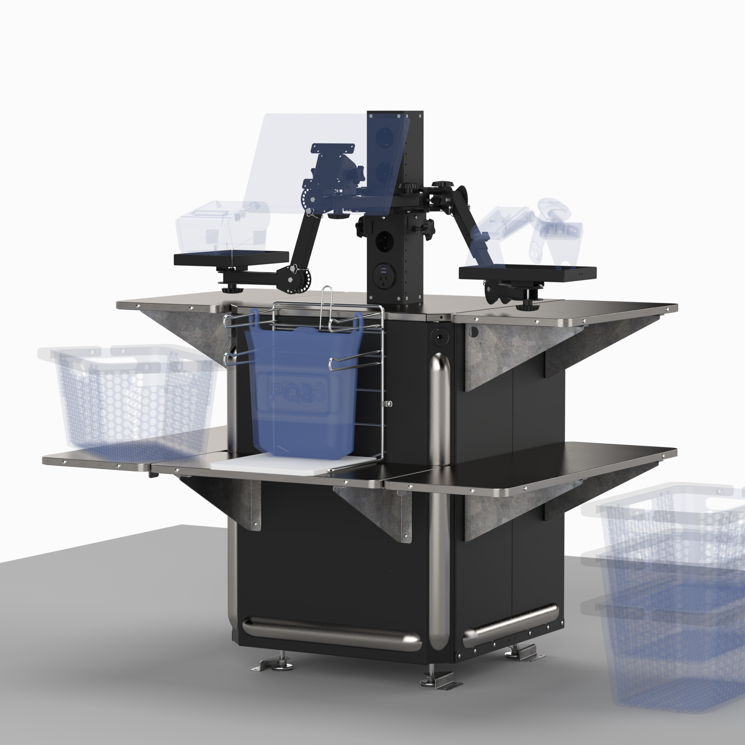 Self-Check Out (SCO) Kiosk Floor Stands with Cabinet