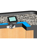 Under Counter Mount with a 3" riser, adjustable 8" arm and panning head for a MICROS 720 Tablet with drop in charger