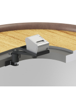 Under Counter Mount with a 3” Riser, an 8” arm, and a Flat Printer Tray