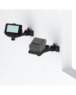 Wall Mount with adjustable 8" arm and panning head for a MICROS 720 Tablet with drop in charger. Shown with optional PN 80003 Wall Mount with an 8" arm and a flat printer tray