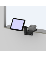 Wall Mount with a 3" and a 6” Riser, two 8” Arms, a 75/100mm VESA Screen Pan and Tilt Head, & a Flat Printer Tray