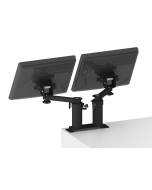 Dual Countertop Fixed Pedestal Mount + 6” Risers + 8” Arms + Any VESA Monitors