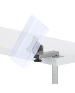 Shelf Edge Mount with one 4” Stainless Steel Arm and Mounting Plate and a Chrome Painted 75/100mm VESA Screen Pan and Tilt Head