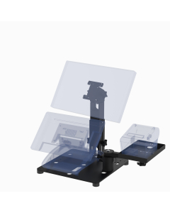 16X16 Countertop Cashier Stand with Tandem Display for Any Point of Sale (POS) Terminal + Any VESA Display (supports 50, 75, 100mm VESA, up to 22” Class, Pan-Tilt) + Printer Tray