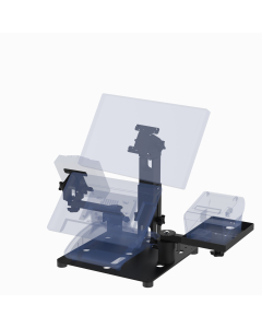 16X16 Countertop Cashier Stand with Tandem Display for Any Point of Sale (POS) Terminal + Any VESA Display (supports 50, 75, 100mm VESA, up to 22” Class, Pan-Tilt) + Printer Tray + Ingenico Payment Reader (Lane, Desk, Axium)