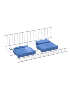 An 18” W x 10”D Wire Rack Shelf for supporting peripheral devices