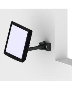Black Wall Mount with an 8” arm and a 75/100mm VESA Screen Pan and Tilt Head PN 80000 Practical Quality Systems