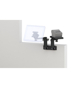 Wall Mount with two 6” Risers, two 8” Arms, a 75/100mm VESA Screen Pan and Tilt Head, & a Flat Printer Tray