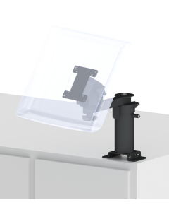 Pedestal Mount with a 6” Riser, an 8” arm, and a 75/100mm VESA Screen Pan and Tilt Head