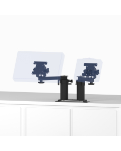Dual Countertop Fixed Pedestal Mount + 6” Risers + 8” Arms + Any VESA Monitor + Ingenico Reader (Lane, Desk, and Axium series)