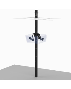 Digital Signage Kiosk Pole Stand 162” H + 4 fully articulated adjustable arms for 4: 75-100mm VESA Screens