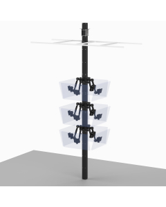 Digital Signage Kiosk Pole Stand 114” H + 12X Fully Articulated Adjustable Arms for 75-100mm VESA Screens