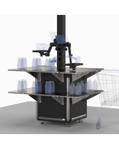 POS Cashier Pole Stand with Cabinet 100”H + Accessory Pack 2