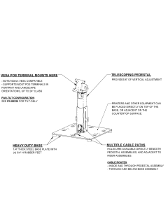 16X16 Countertop Cashier Stand for Any VESA Point of Sale (POS) Terminal (supports 50, 75, 100mm VESA, up to 24” Class, Pan-Tilt)