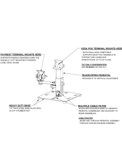 16X16 Countertop Cashier Stand for Any VESA Point of Sale (POS) Terminal (supports 50, 75, 100mm VESA, up to 24” Class, Tilt-Only) + Ingenico Payment Reader (Lane, Desk, Axium)