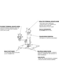 16X16 Countertop Cashier Stand for Any VESA Point of Sale (POS) Terminal (supports 50, 75, 100mm VESA, up to 24” Class, Pan-Tilt) + Ingenico Payment Reader (Lane, Desk, Axium)