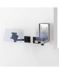 Universal Wall Mount for VESA Screen + POS Printer, with Adjustable Arms and Storage Compartment